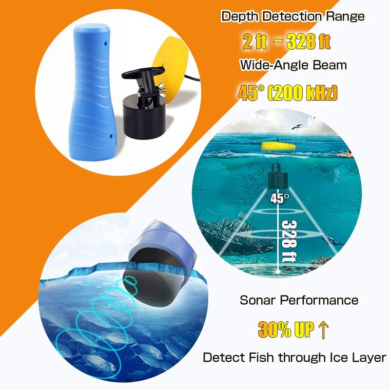 LUCKYLAKER Ice Portable Fishing Fish Finder Wired Handheld Fishing Finders Kayak Sonar Sensor Fish Finder Transducer Depth Finder LCD Monitor for Boat Canoe - Image 5
